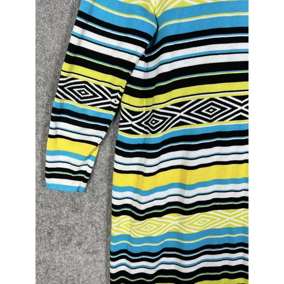 Relativity Striped Diamond Long Sleeve‎ Open Front Duster Sweater Womens Medium - Picture 13 of 16